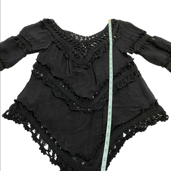 Vivid Importers Of New York Black Lace/Crochet Open Weave Boho Tunic/Coverup, SM - Picture 9 of 10